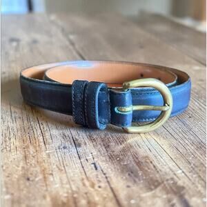 Vintage Coach Navy Leather Belt M 8400 USA Brass Buckle Glove Tanned Cowhide 90s